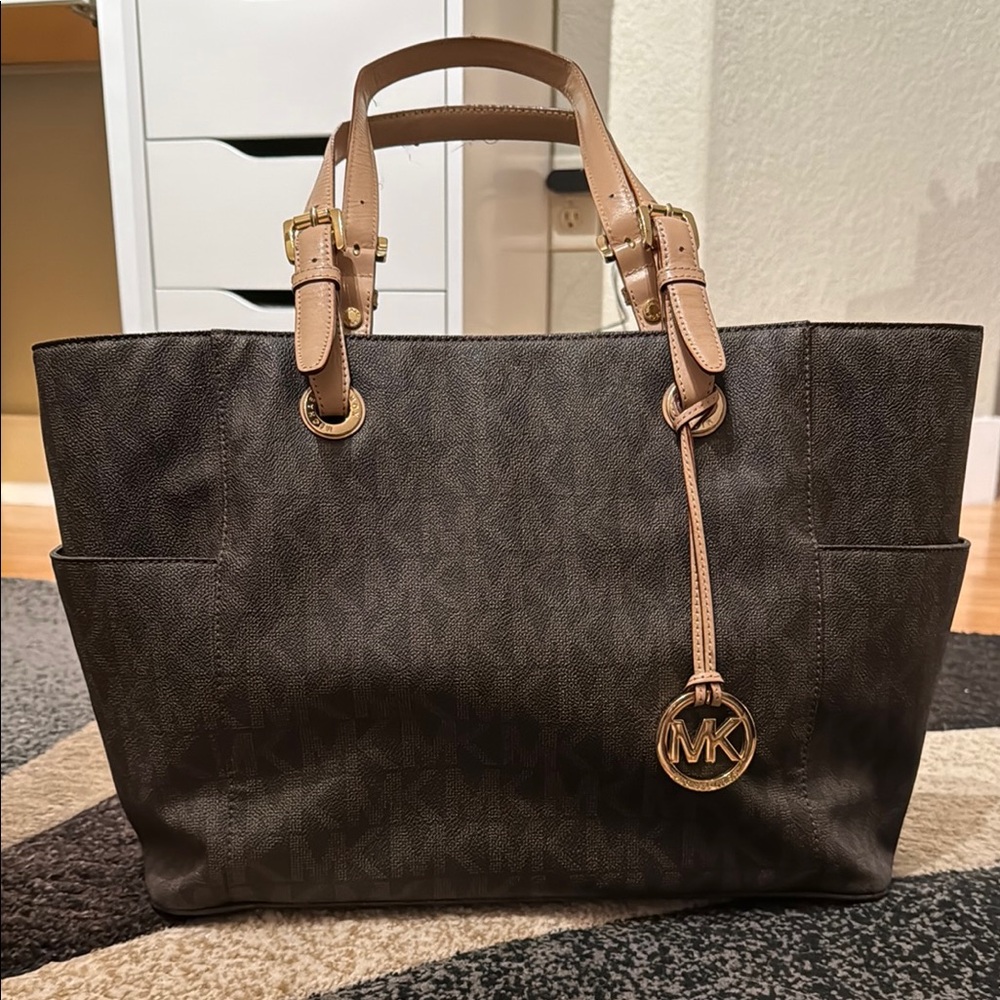 Michael Kors Brown Tote with Gold Details